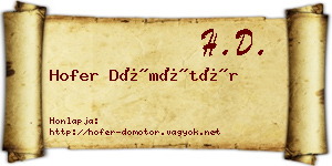 Hofer Dömötör névjegykártya